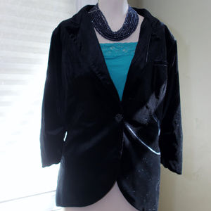 NWT 1X black velvet Fine and Sandy Modcloth blazer